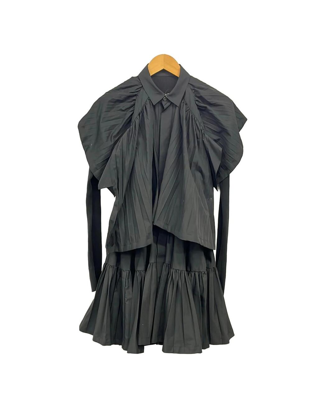 Sacai Poplin Knit Dress Black Women's #339525S62B